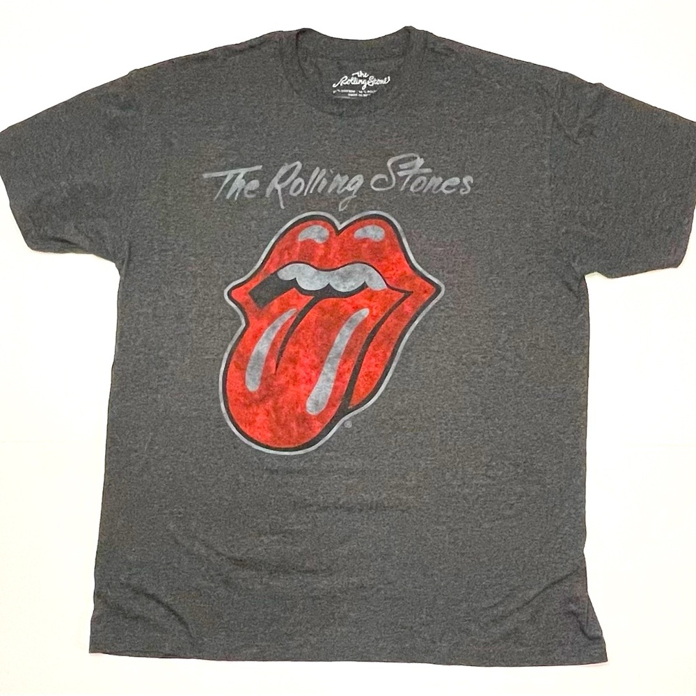 THE ROLLING STONES Dark Gray WEATHERED TONGUE T SHIRT Women’s Large